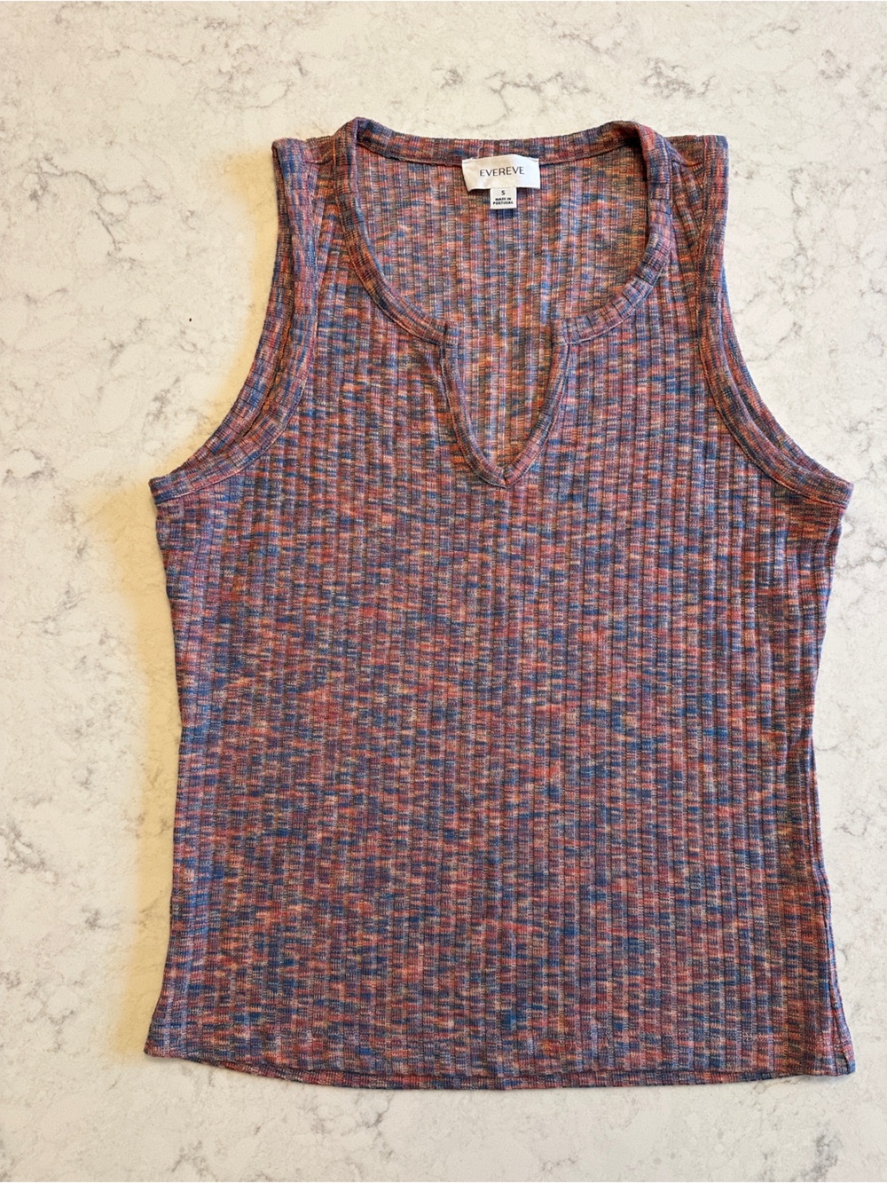 Evereve Heathered Blue and Pink Ribbed Tank One-Piece